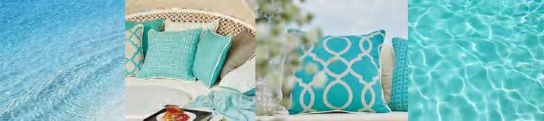 Cojín decorativo para exteriores (tonalidades turquesa)